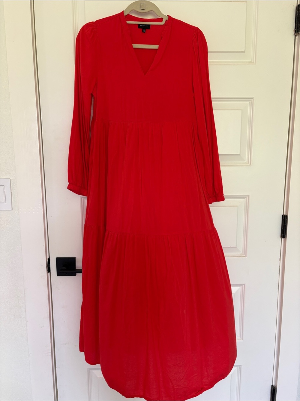 Who What Wear Red V-Neck Tiered Maxi Dress